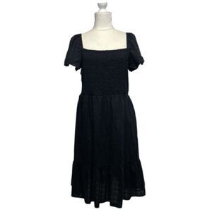 GAP Black Puff Sleeve Midi Dress Size Large